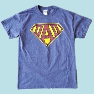 Super Dad Mens Shirt M Blue - Superman Logo Novelty Tee Gildan
